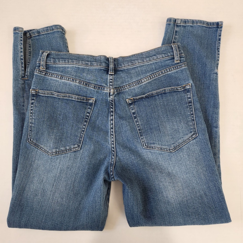Oliver Logan High Rise Mom Jeans Womens 30 Blue Split Hem Button Fly Stretch - Picture 10 of 12